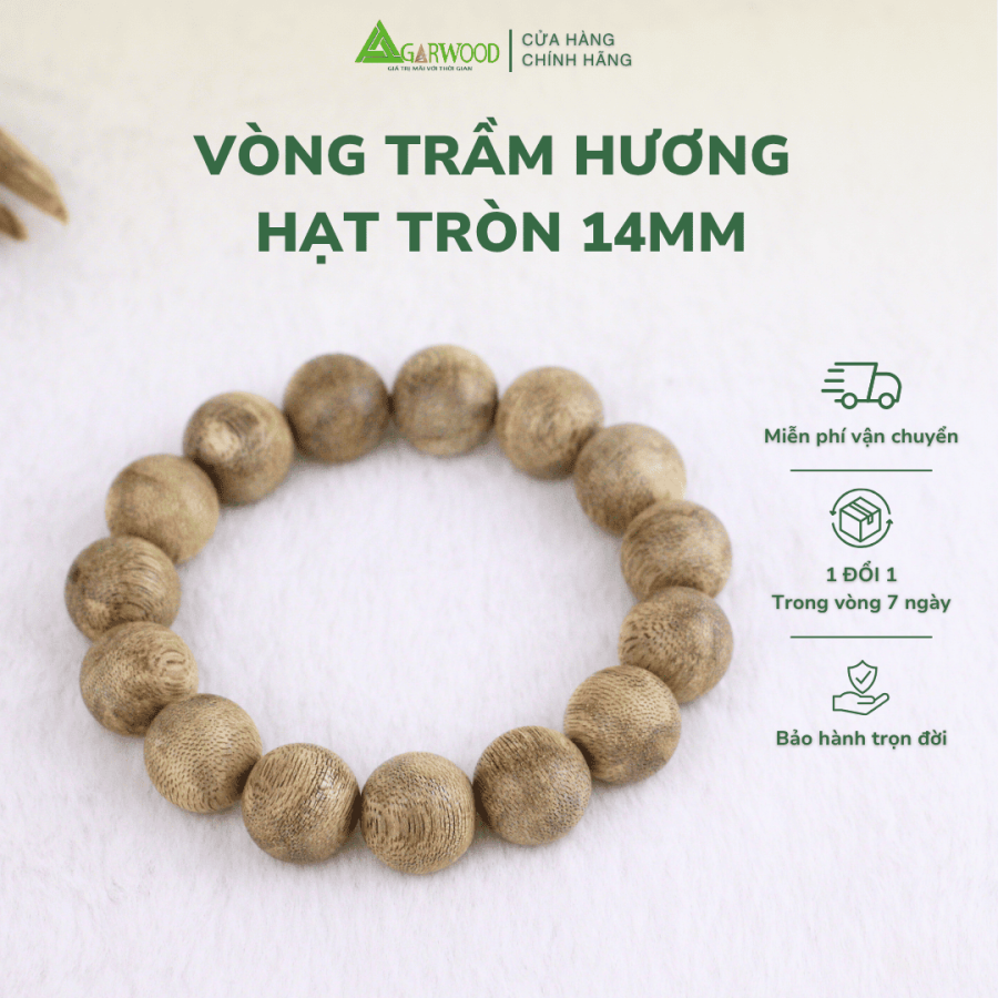 VÒNG TAY TRẦM HẠT TRÒN 14mm