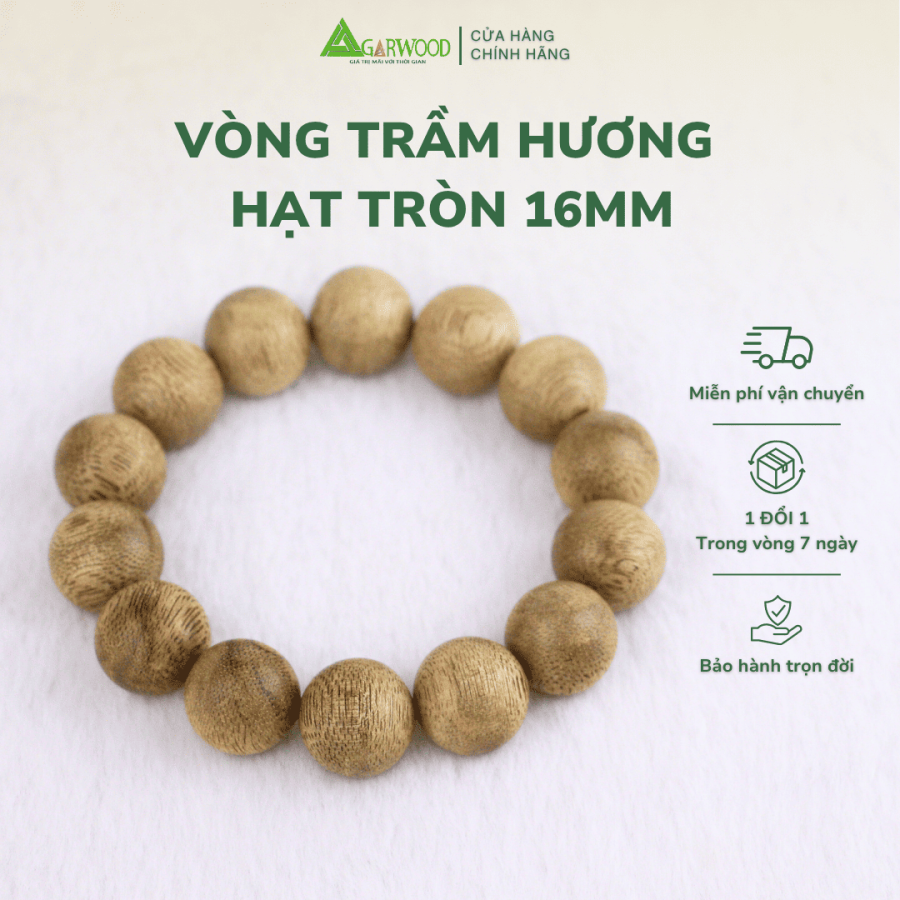 VÒNG TAY TRẦM HẠT TRÒN 16mm