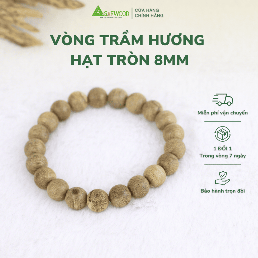 VÒNG TAY TRẦM HẠT TRÒN 8mm